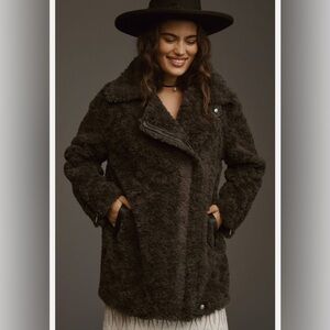 Anthropologie Faux Fur Moto Jacket, xs